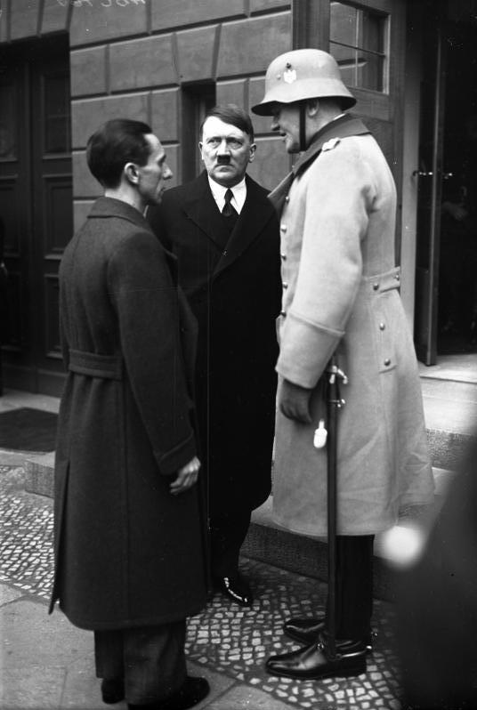 Adolf Hitler with Werner von Blomberg and Joseph Goebbels at the Day of Potsdam